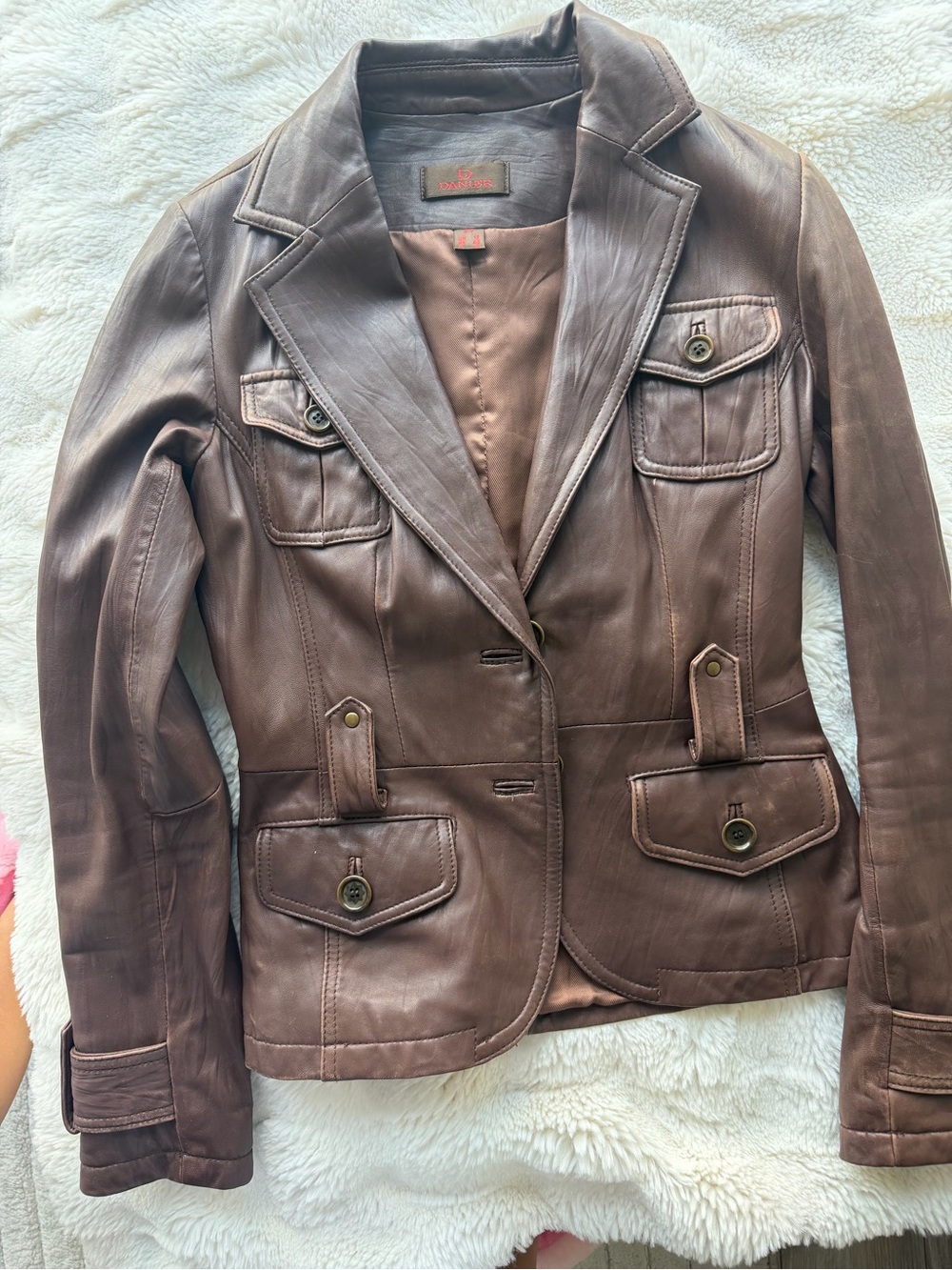 Danier Women's Brown Leather Jacket size small - Picture 2 of 4